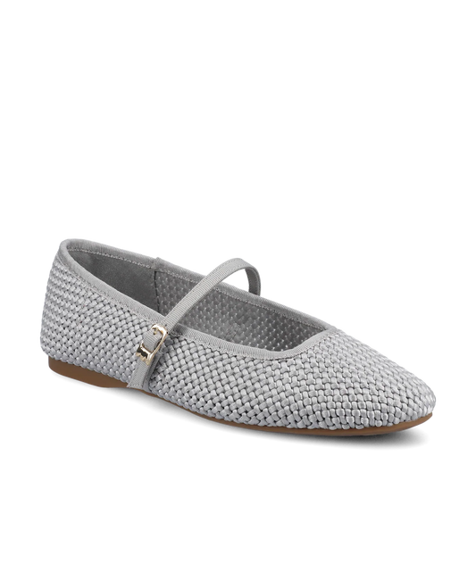 The Hummingbird Mary Jane - Silver Woven Satin