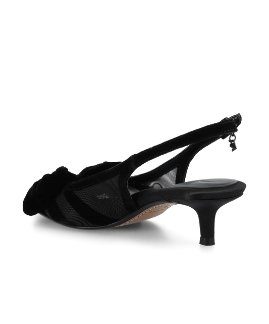 The Goldfinch Kitten Heel - Black Velvet Mesh